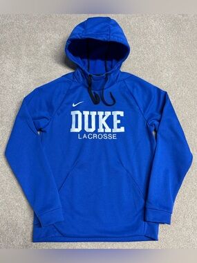 Duke Lacrosse Nike Hoodie Sweatshirt Men Small Blue Dri Fit College University
